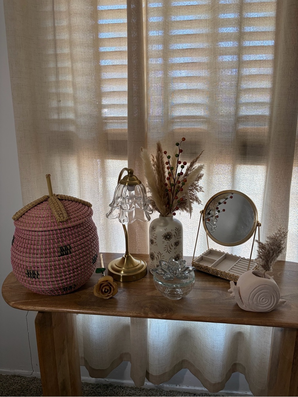 Handwoven Pink Wicker Storage Basket - Stylish Home Accent
